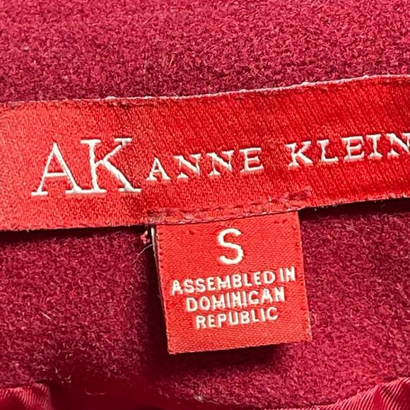 Anne Klein Women's Red Wool  Double Breated Hooded Long Sleeve Pea Coat Jacket S - Picture 3 of 4